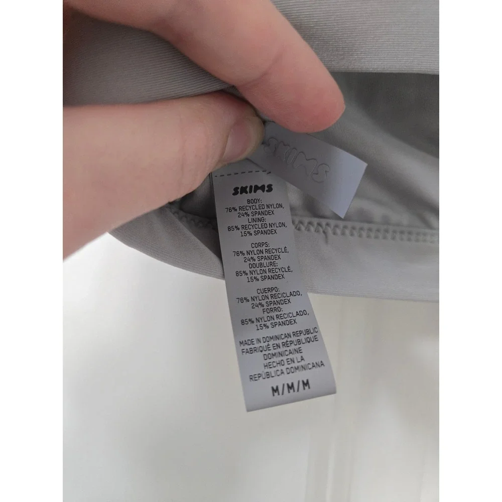 SKIMS Swim Grey Scoop Neck Bikini Top and High Waisted Bottoms Set Medium